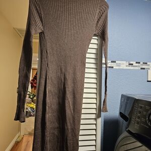 Free People Brown Ribbed Midi Dress